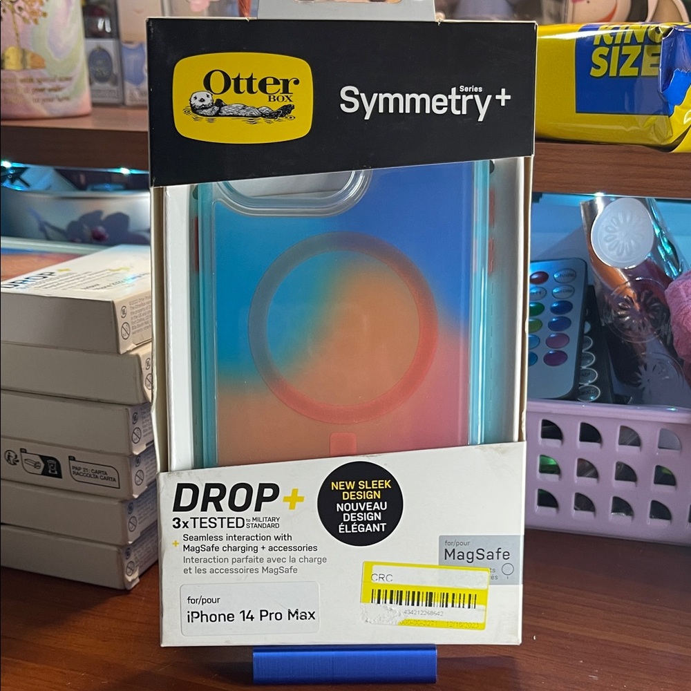 OtterBox Symmetry+ Case for iPhone 14 Pro Max - Blue and Pink Gradient